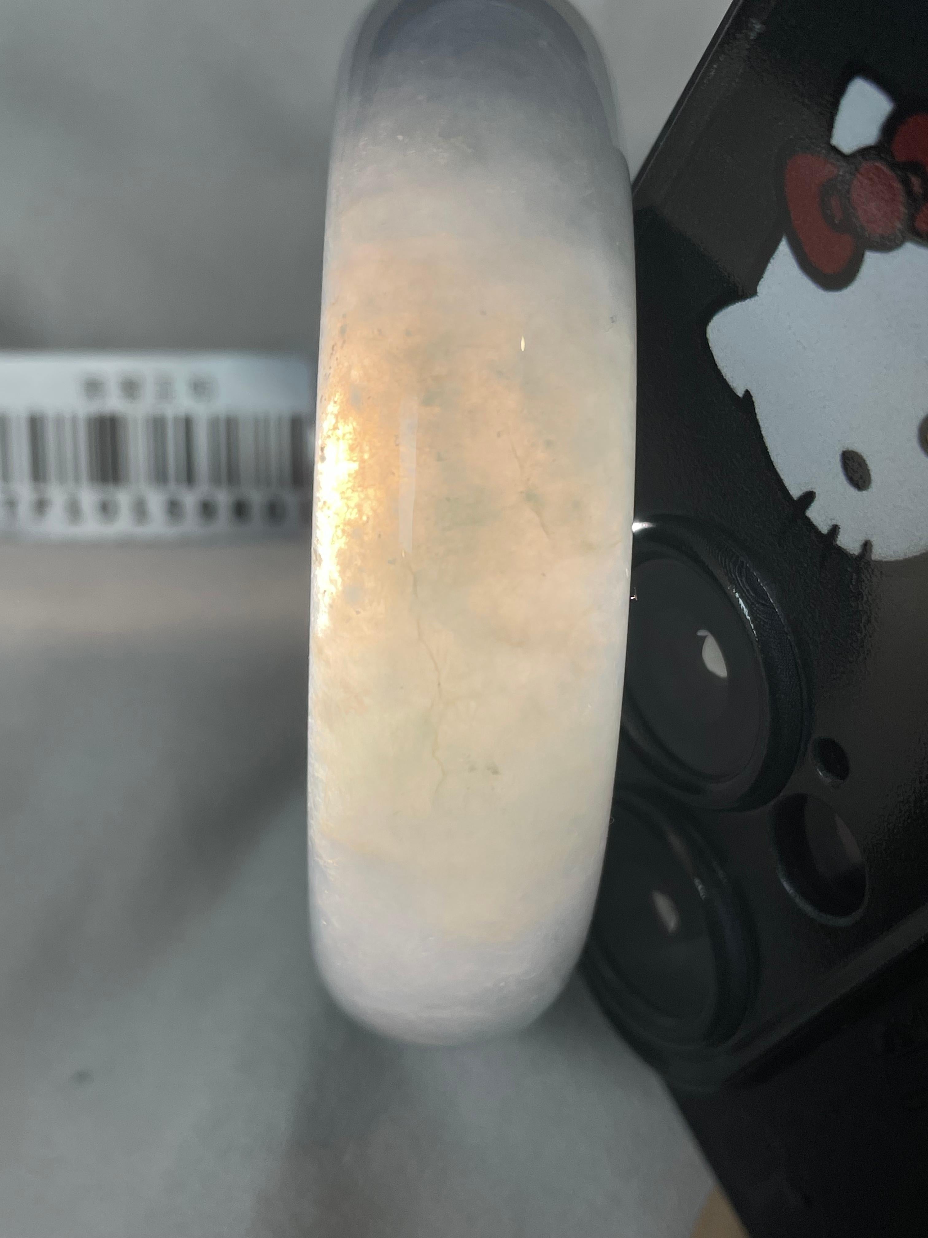 糯冰种淡晴底宽版轮胎手镯（57.3mm）（yc246618）