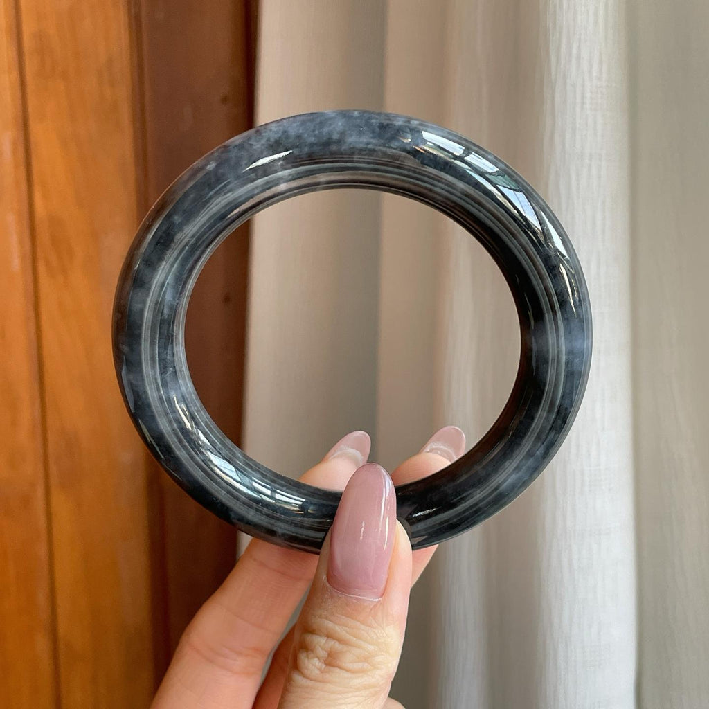 糯冰乌鸡翡翠圆条手镯（57.2mm）（yc291765）