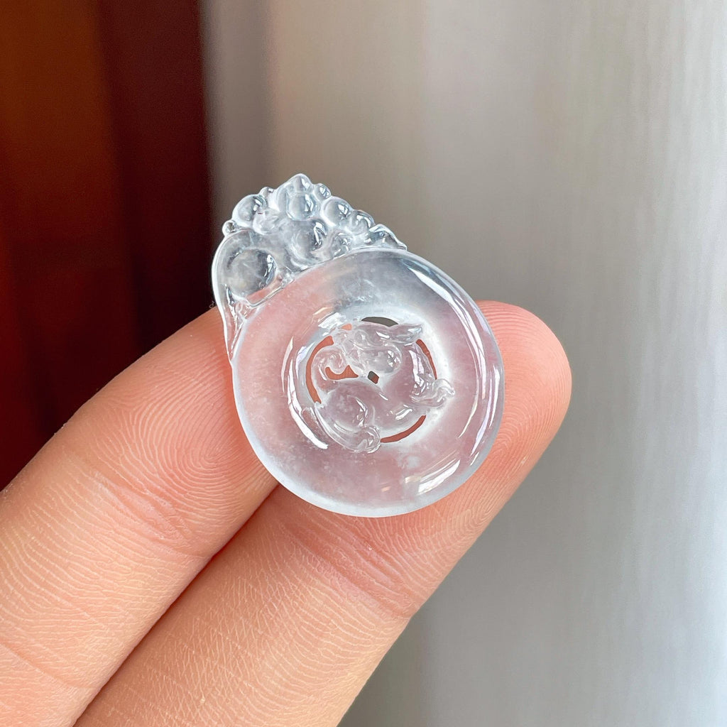 玻璃种无色翡翠仿古龙牌（yc316088）