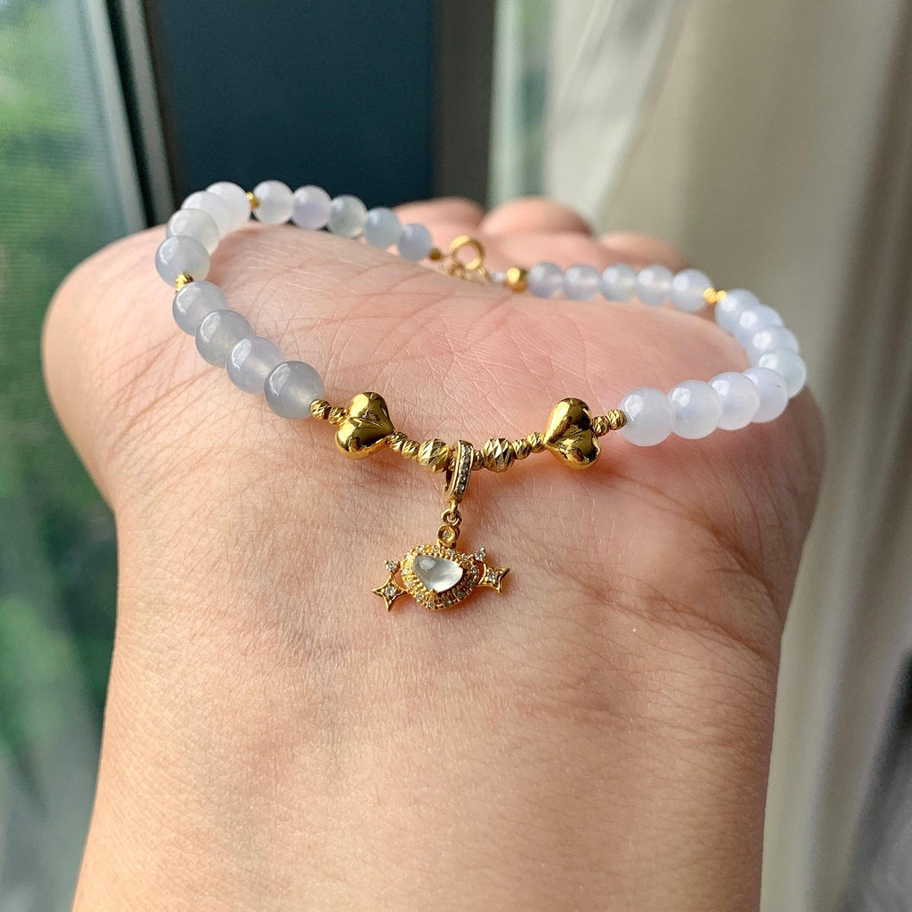 糯冰种淡紫罗兰手链（yc230955）