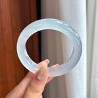 Vòng tay bình an tròn đều loại băng chủng dậy sáng không màu size 54 Ngọc phỉ thúy tự nhiên loại A Myanmar (yc450528)