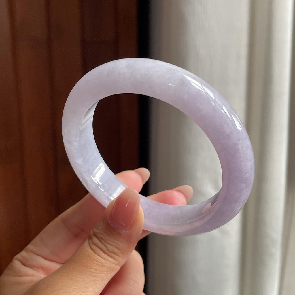 糯冰紫罗兰正圈平安镯 56圈 天然缅甸A货翡翠（yc534147）