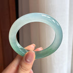 冰种半山半水翡翠平安镯54圈（yc428293）