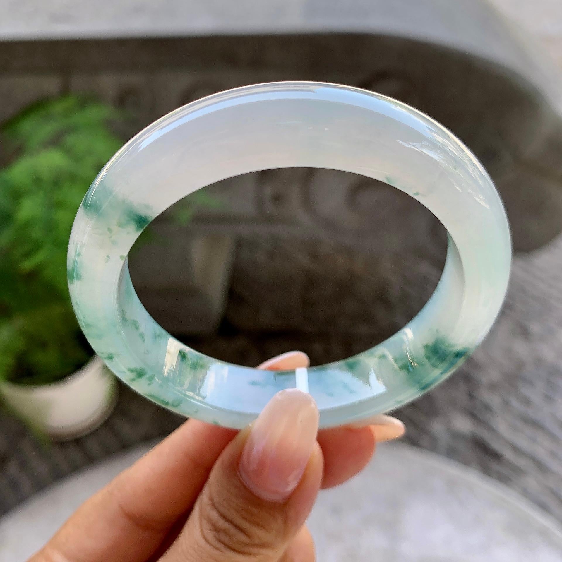 细糯种飘花平安镯（55.3mm）（yc199568）