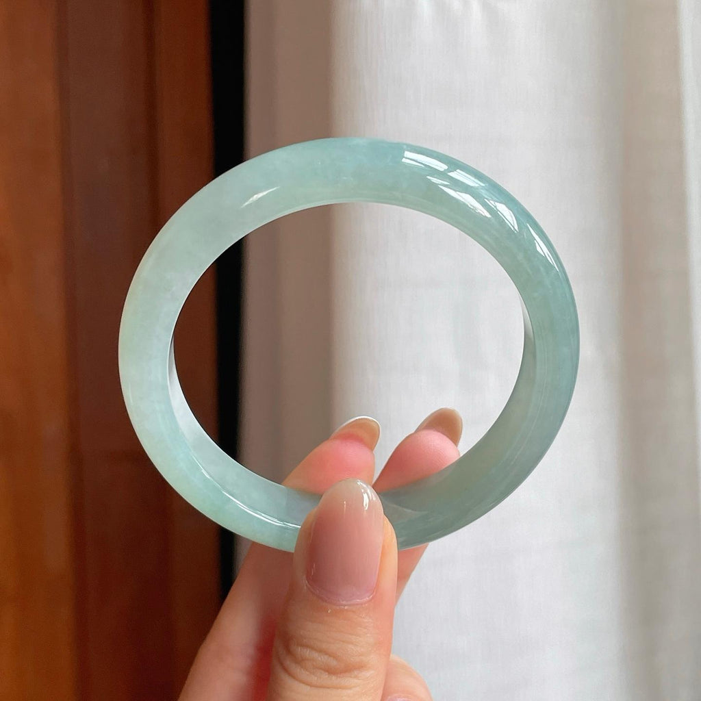 糯冰晴底翡翠平安镯（55.2mm)（yc374789）