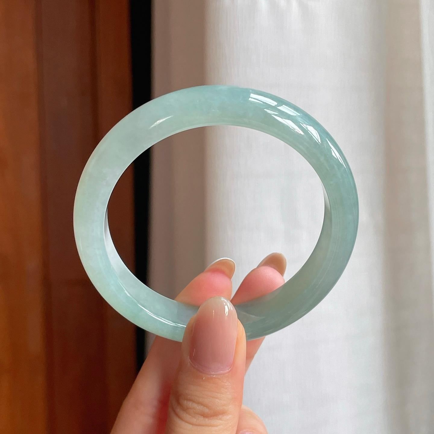 糯冰晴底翡翠平安镯（55.2mm)（yc374789）