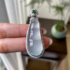 18k金钻镶冰种带底色福豆挂件（yc311887）