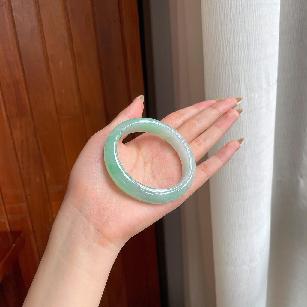 糯冰带色翡翠平安镯（54.6mm)（yc407464）