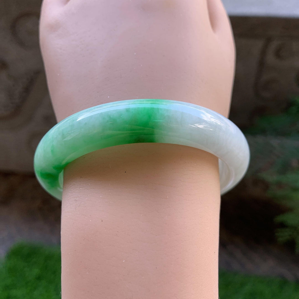 细糯种白底青平安镯（56mm）（yc293323）