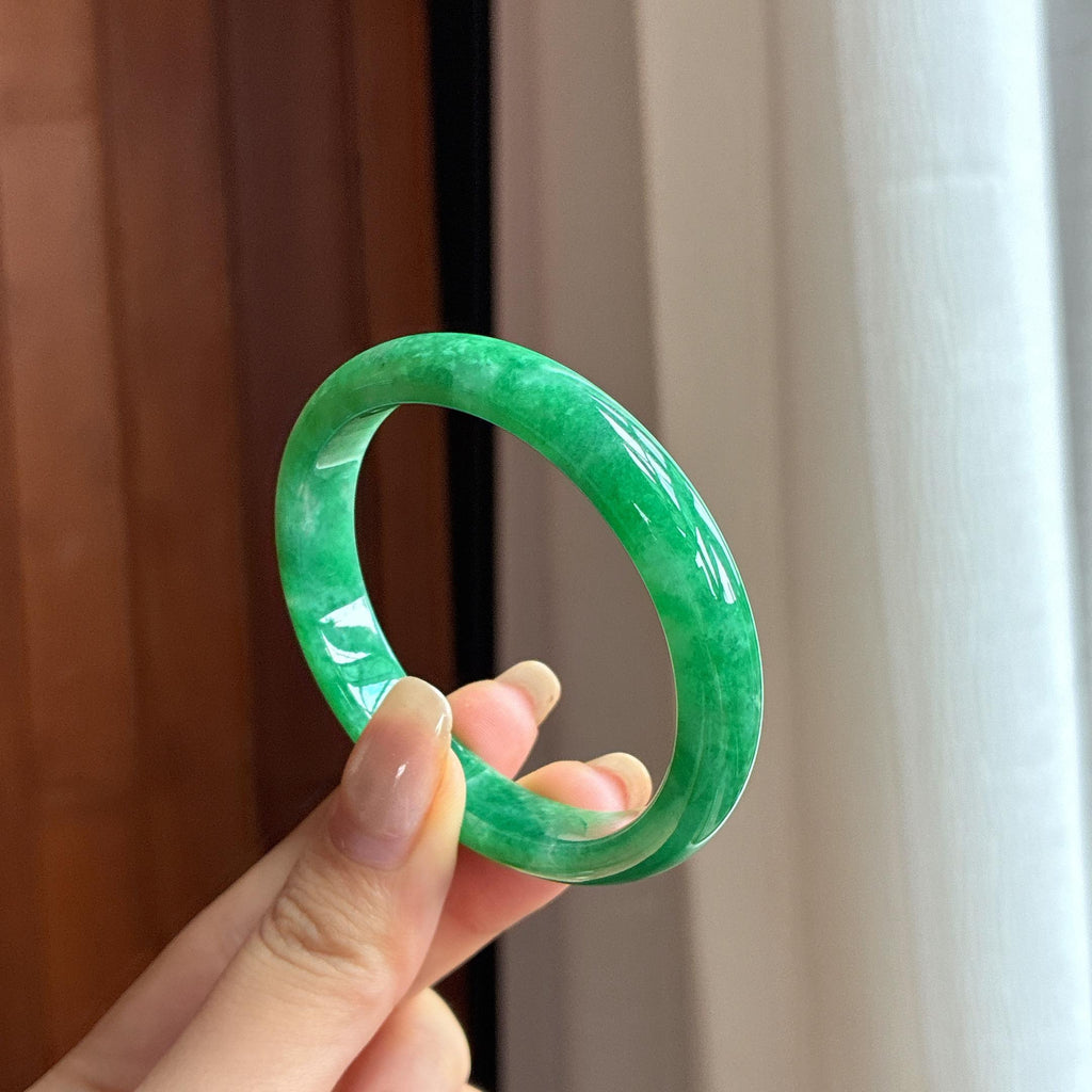 糯冰满绿贵妃镯 53圈 天然缅甸A货翡翠（yc453911）