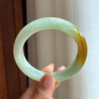 糯冰晴底飘黄翡翠平安镯（58mm)（yc424257）