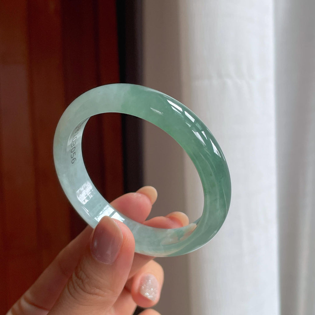 冰种半山半水翡翠平安镯（52.5mm）（yc423118）