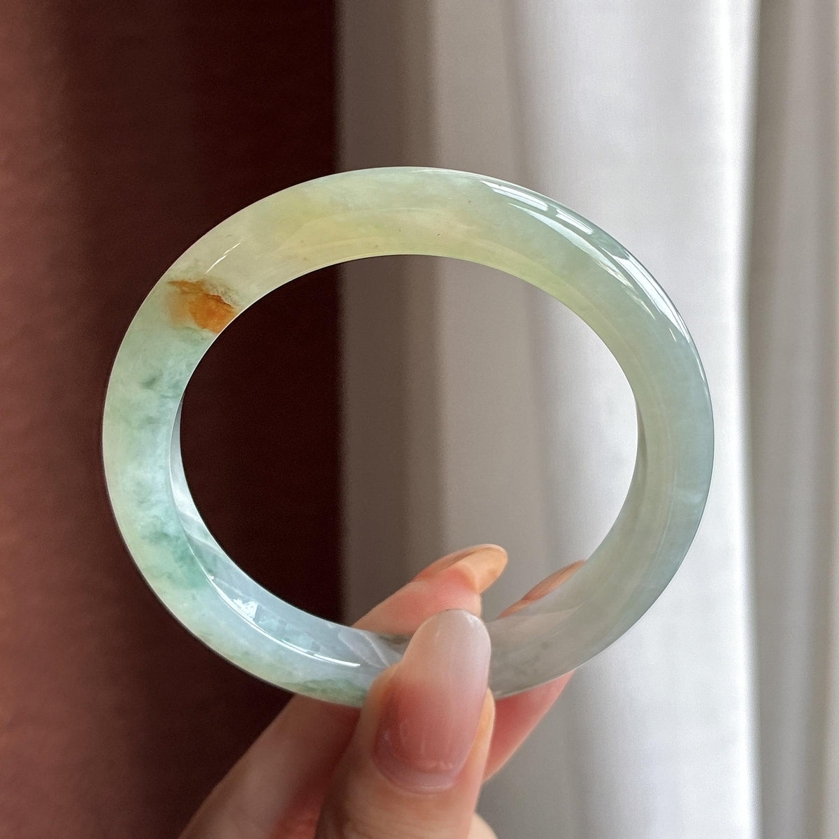 小圈口 糯冰黄翡飘花特色正圈平安镯 53圈（yc777777）