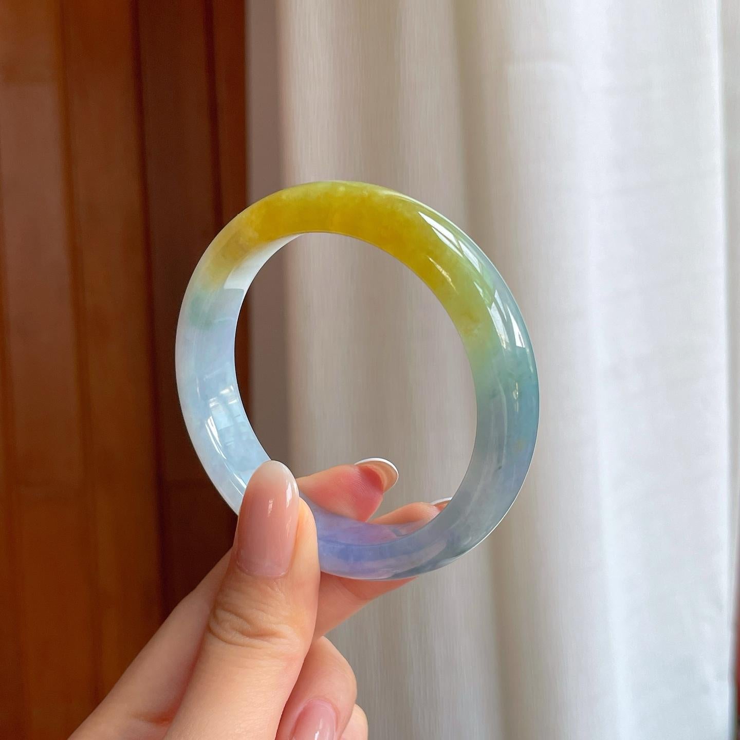 冰种特色翡翠平安镯（55mm)（yc380007）