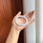 糯冰带一抹翠色圆条手镯 55圈（yc426410）