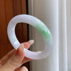 糯冰椿带彩翡翠平安镯（60mm）（yc270331）