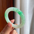 糯冰带色圆条翡翠手镯（56.3mm）（yc414703）