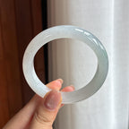 糯冰淡底色翡翠平安镯（55.7mm)（yc424327）
