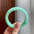 糯冰带色翡翠平安镯（54mm)（yc320876）