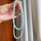 冰种淡底色飘花翡翠珠串项链（yc247649）