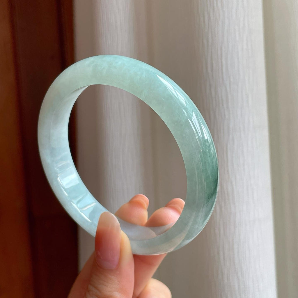 糯冰飘花翡翠平安镯（60mm)（yc350504）