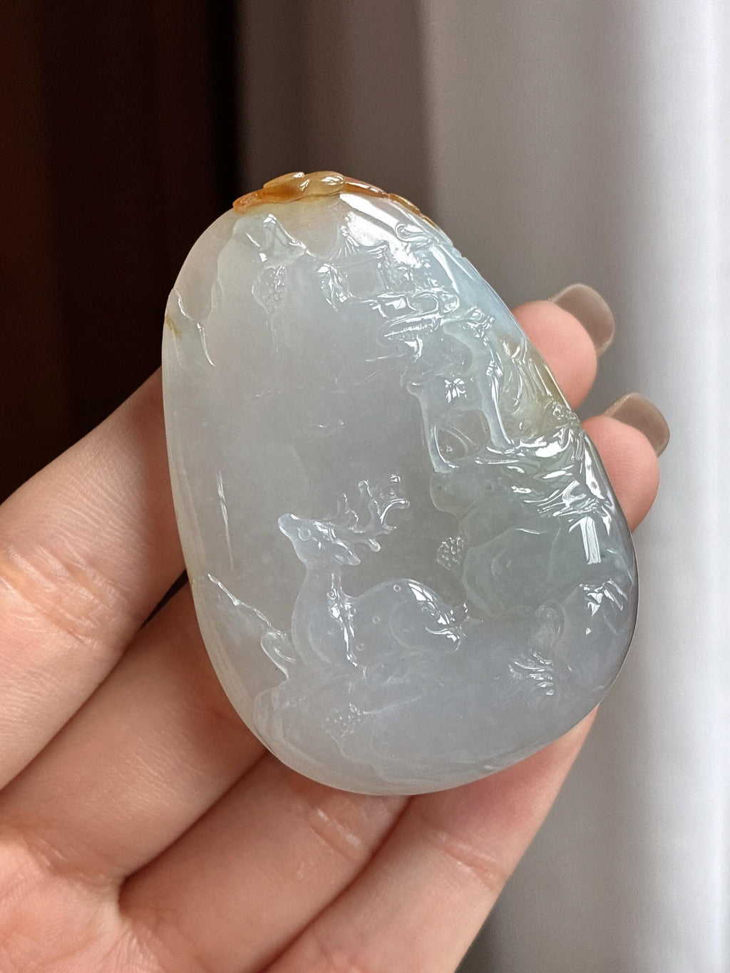 糯冰黄翡山水牌挂件 天然缅甸A货翡翠（yc464564）