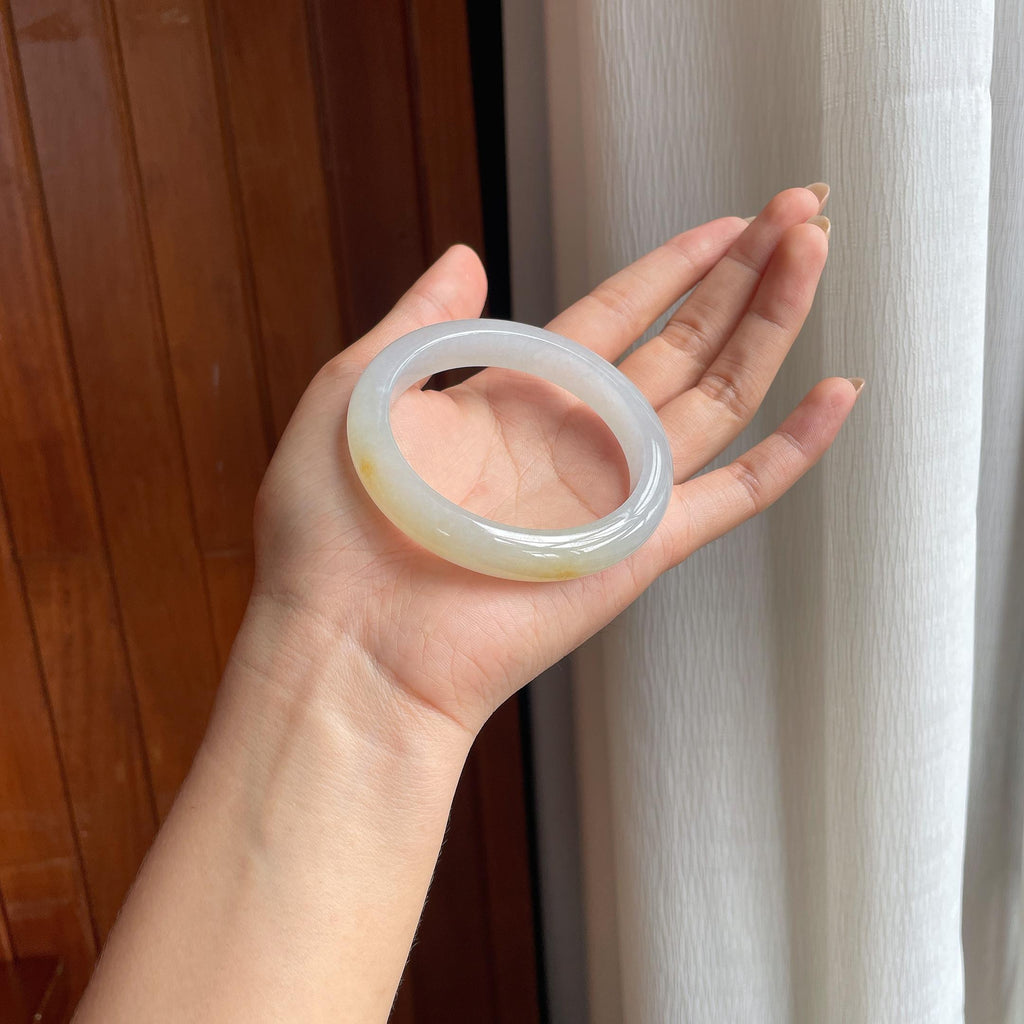 糯冰黄翡翡翠平安镯（56.5mm）（yc411293）