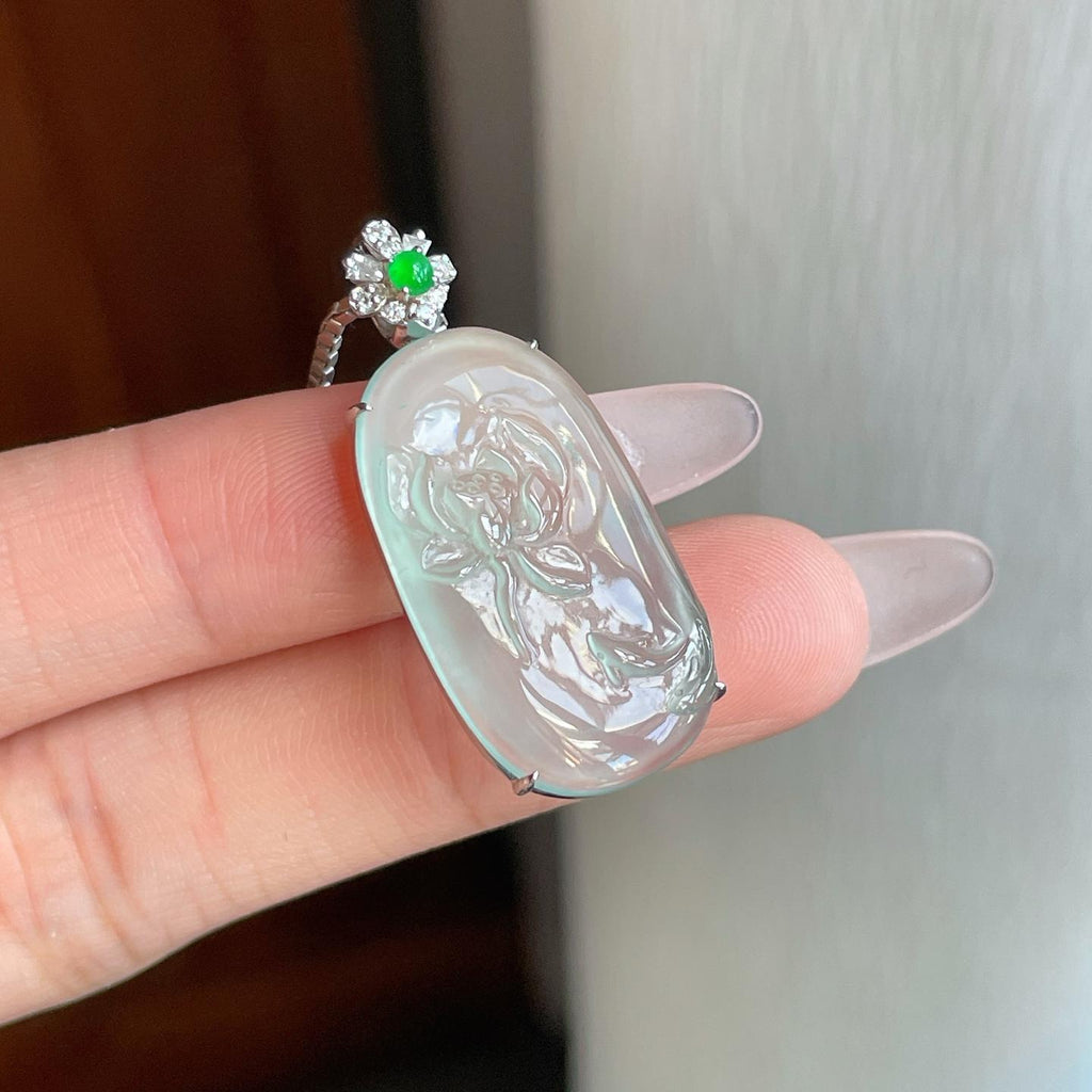 18k金钻镶晴水翡翠莲花（yc269018）