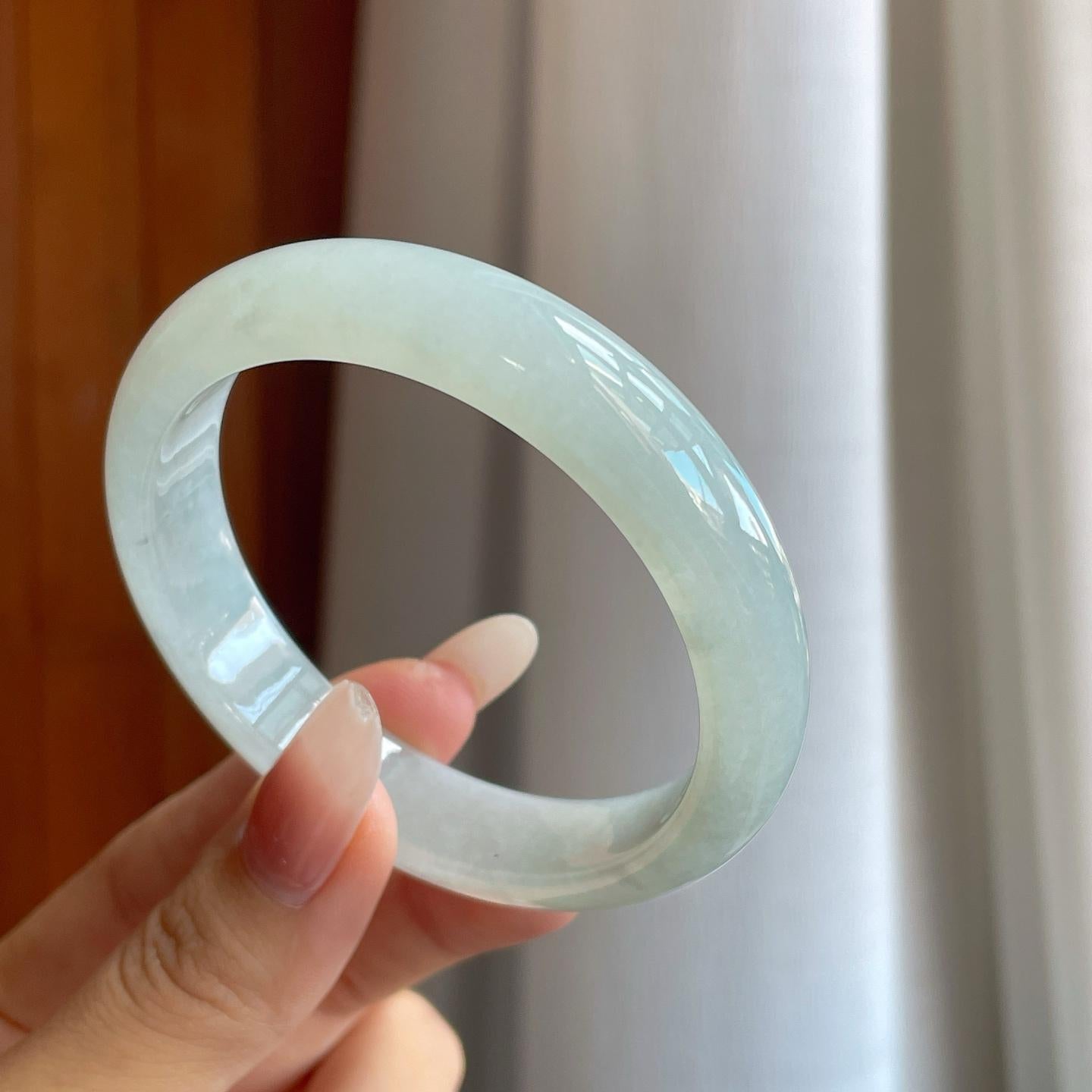 糯冰无色翡翠平安镯（57mm）（yc264141）