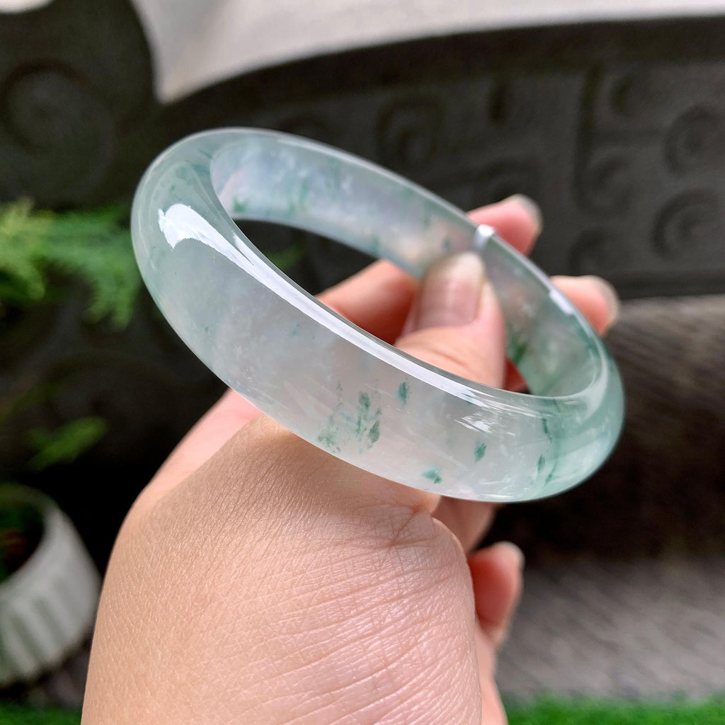 冰种飘花小宽版轮胎手镯（58mm）（yc253748）