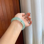 冰种飘花翡翠平安镯（55.7mm）（yc278697）