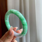 细糯冰飘花翡翠圆条手镯（54.3mm）（yc272908）