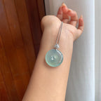 18k金扣蓝晴底翡翠平安扣（yc247159）