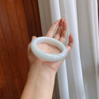 细糯冰白月光翡翠平安镯（59mm）（yc274574）