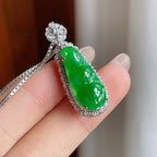 18k金镶糯冰满绿翡翠豆子（yc239364）