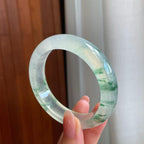 冰玻种飘花翡翠平安镯（57mm）（yc335286）