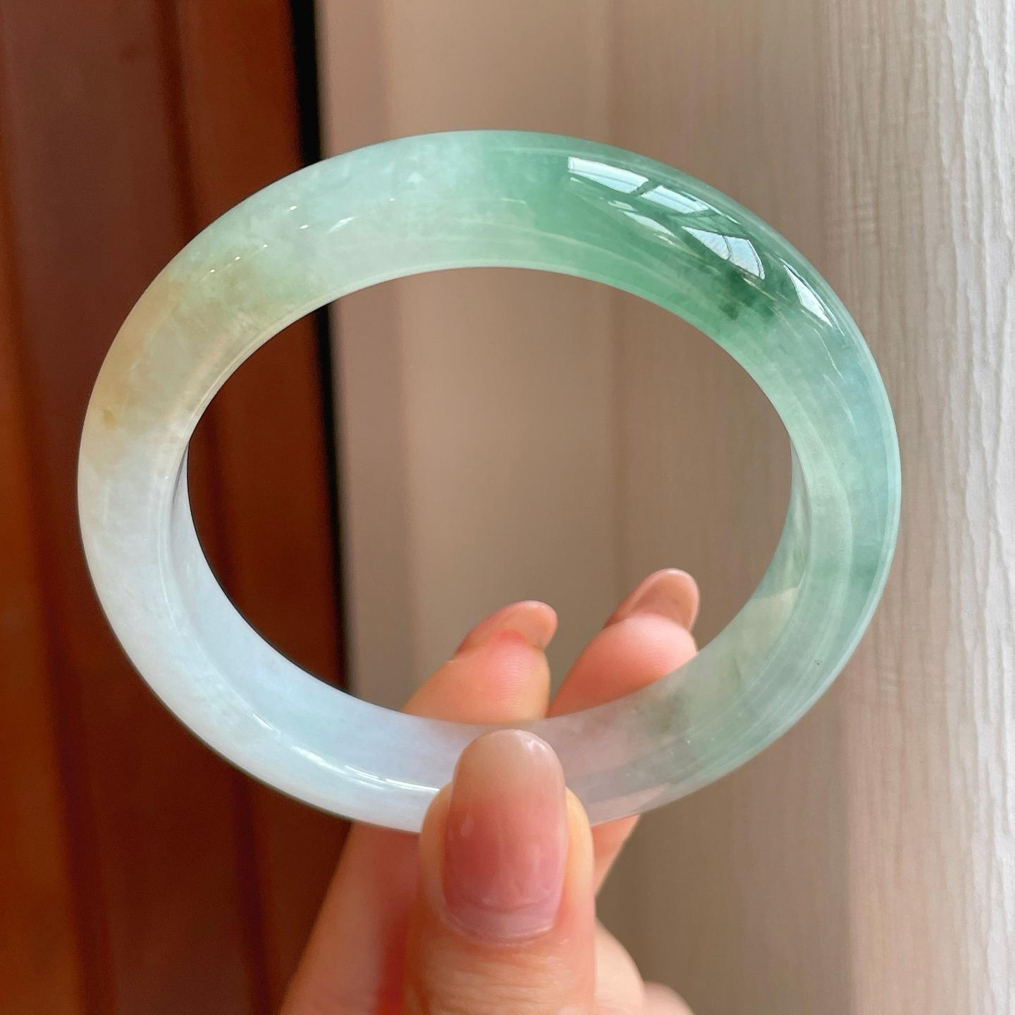 冰种飘花翡翠平安镯（54.2mm)（yc350509）