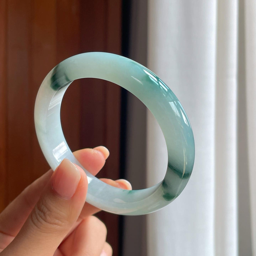 糯冰飘花翡翠平安镯（57.8mm）（yc389585）