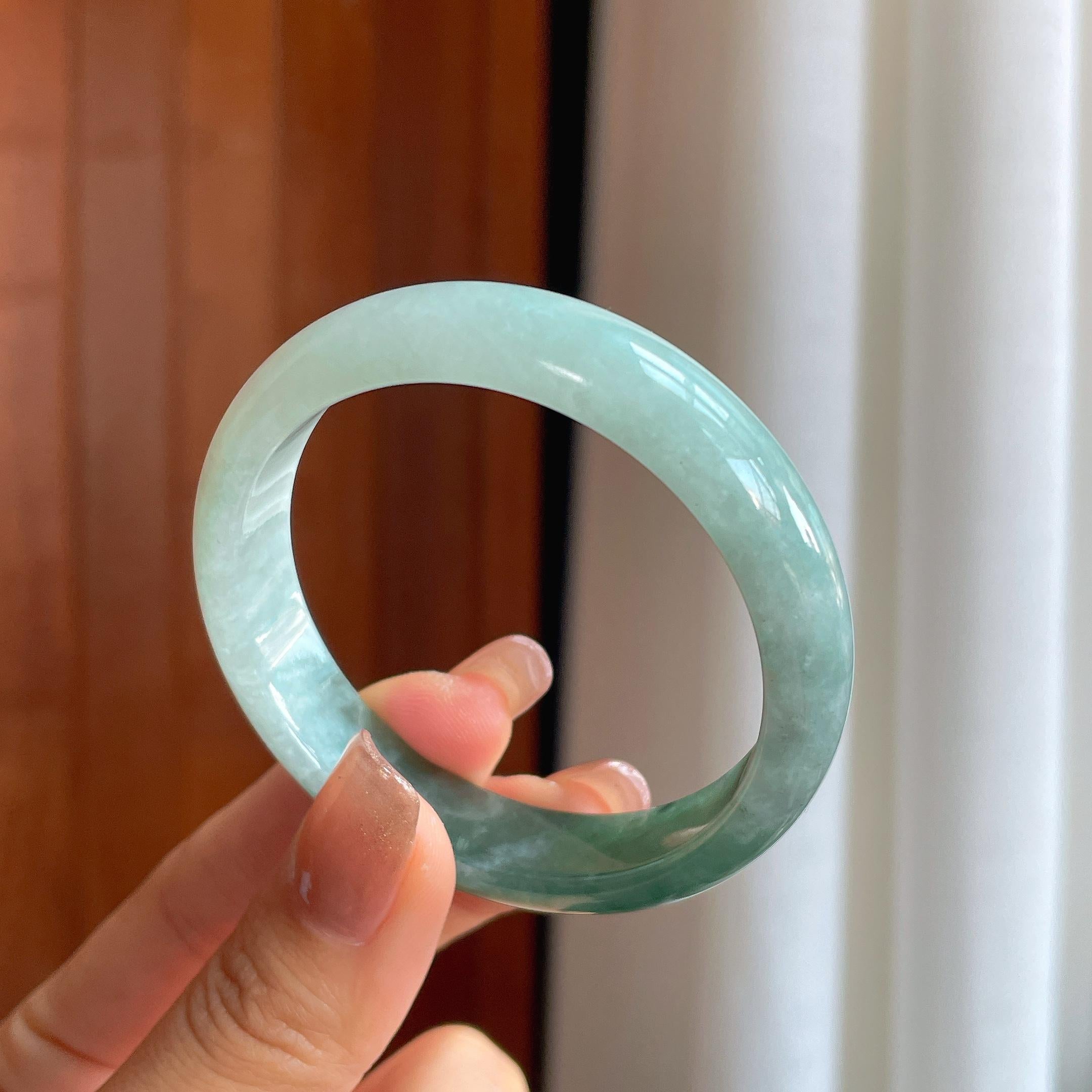 糯冰半山半水翡翠平安镯（51mm）（yc366990）