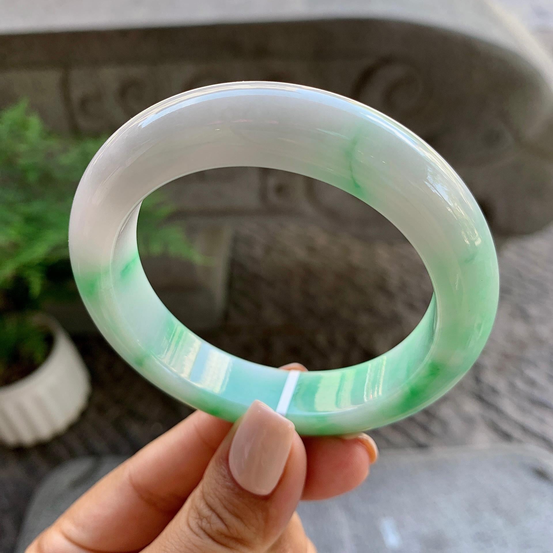 细糯种翠绿平安镯（57.3mm）（yc213155）