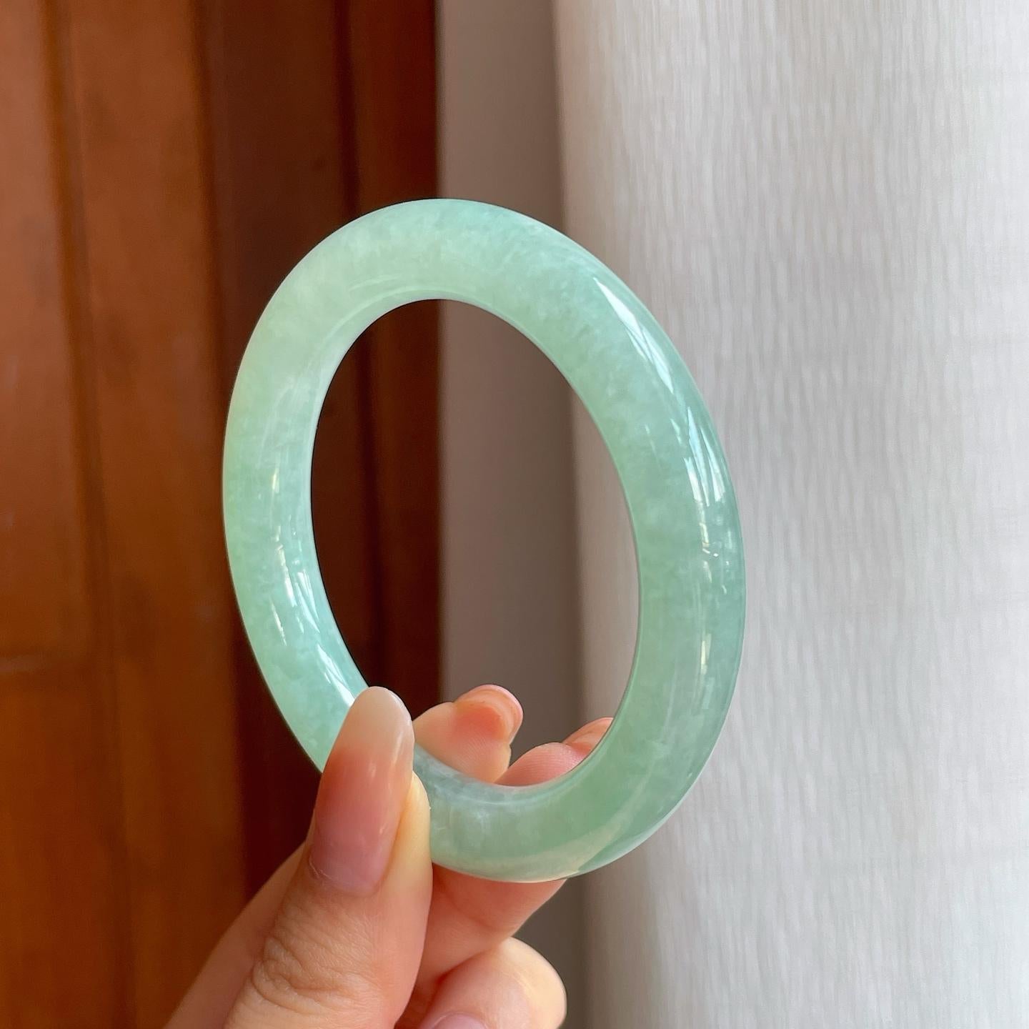 冰种晴水翡翠圆条手镯（54.3mm)（yc370374）