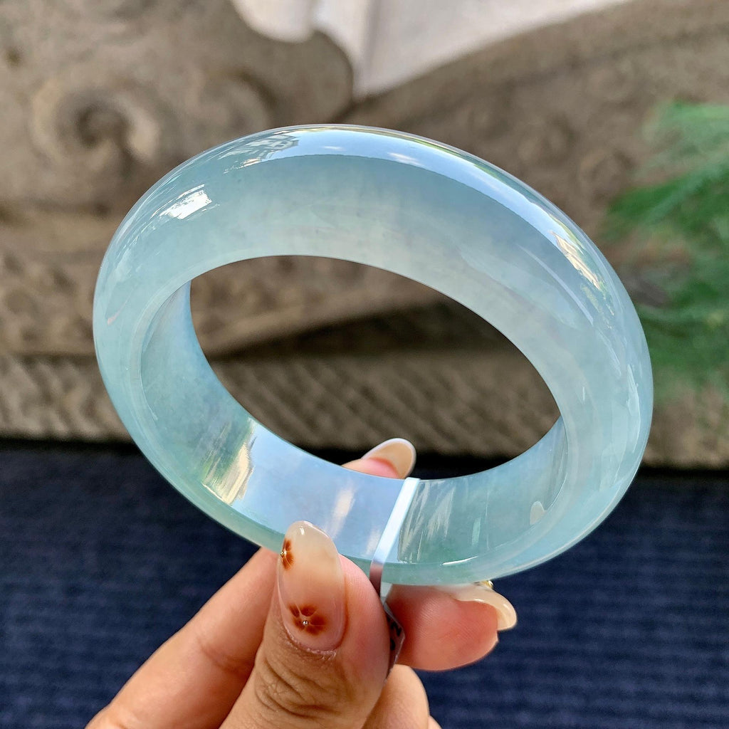 糯冰种蓝底宽版轮胎手镯（56.1mm）（yc243441）