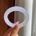 冰种淡紫罗兰翡翠平安镯(55.7mm)（yc422943）