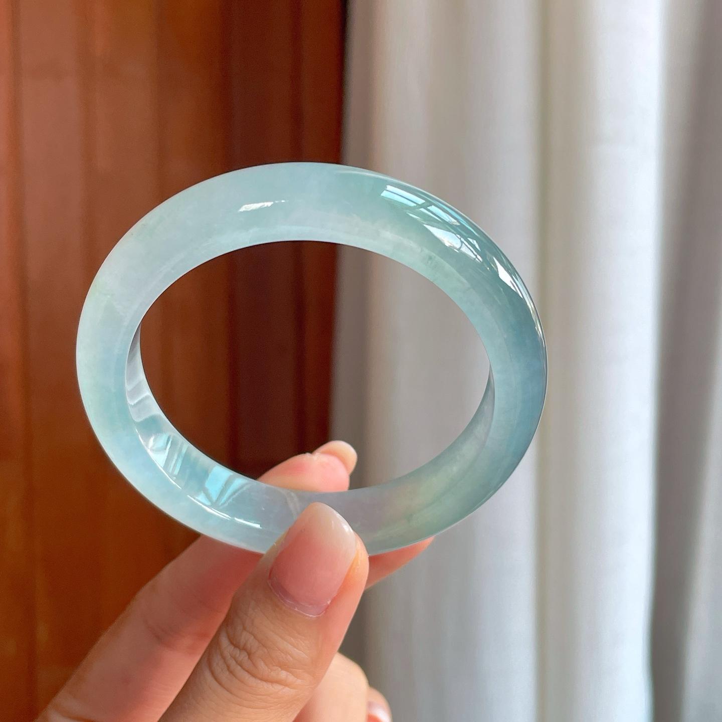 冰种蓝底翡翠平安镯（57mm）（yc400159）