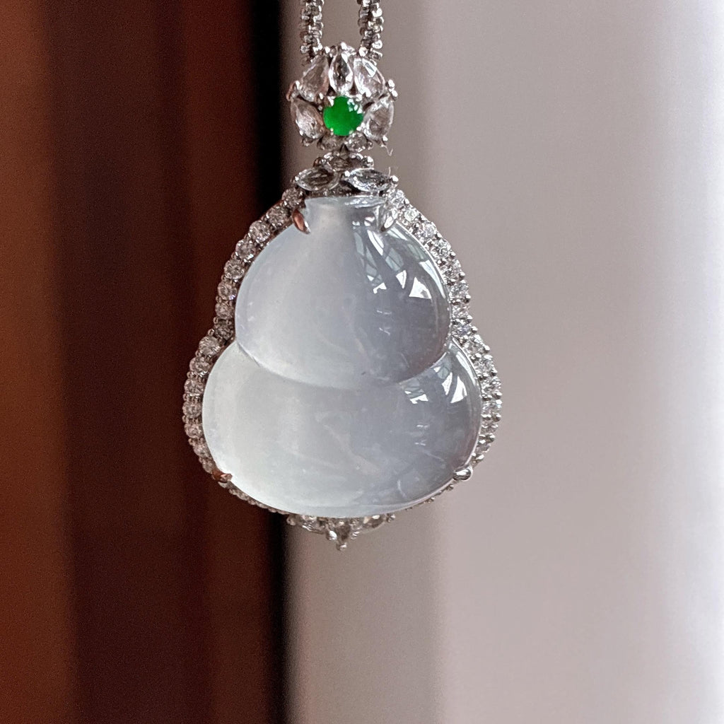 18k金镶冰种雪花棉葫芦挂件（yc769966）