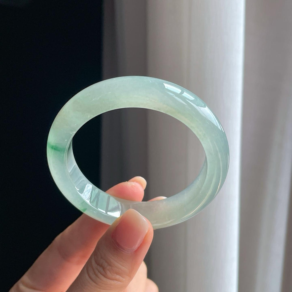 冰种飘花翡翠平安镯（52.3mm）（yc389581）