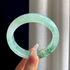 冰种飘花翡翠宽版翡翠平安镯（62mm）（yc303076）