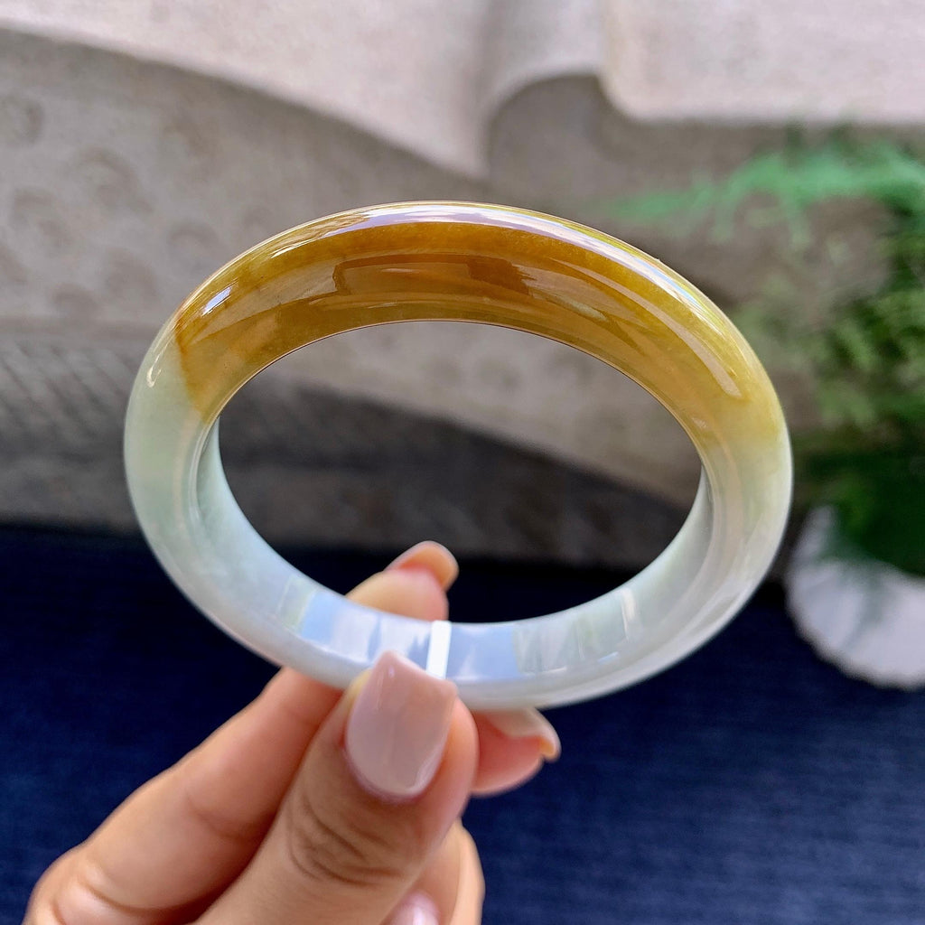 糯种黄翡平安镯（53.7mm）（yc223952）