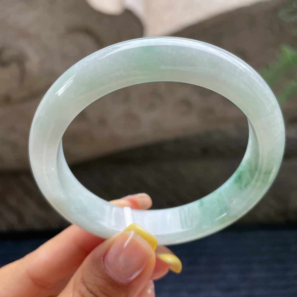 细糯种飘花正圈平安镯56.2圈      天然缅甸A货翡翠（yc381969）