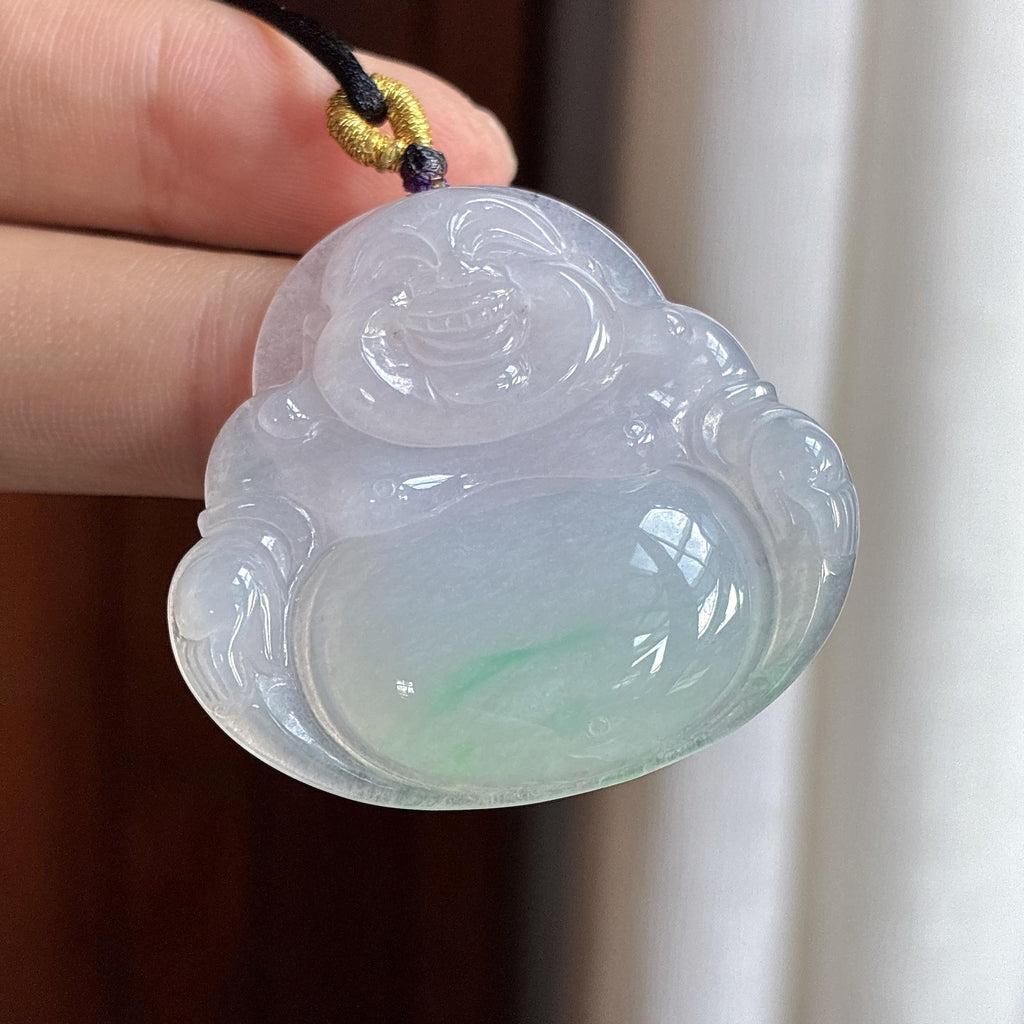 糯冰带色玉佛挂件 天然缅甸A货翡翠（yc468378）
